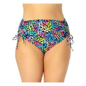 CALIFORNIA WAVES PLUS Women's Black Tie High Waisted Swimsuit Bottom 0 12-14